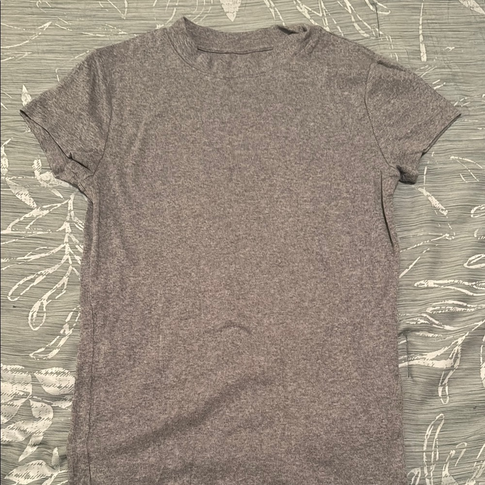 A New Day Fitted Gray Ribbed Short Sleeve T-Shirt